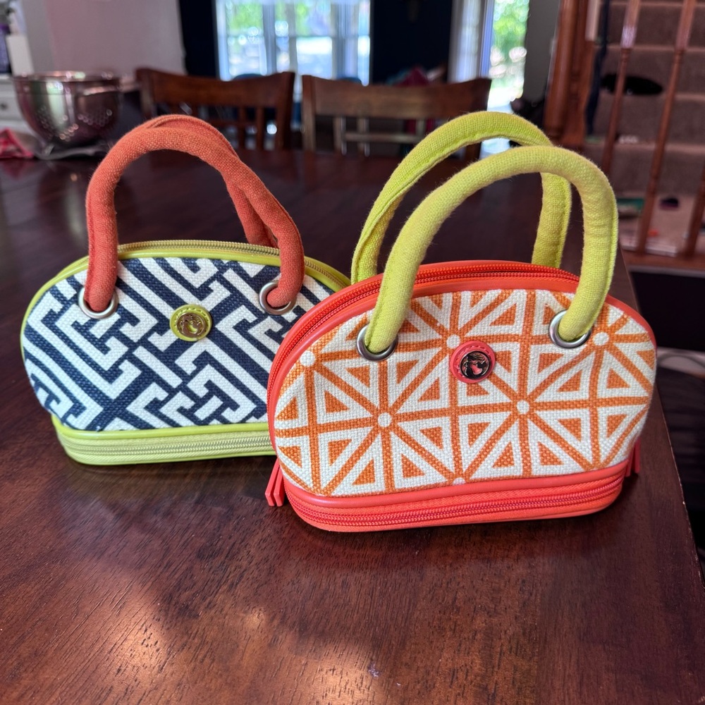Spartina 449 Mini Cosmetic Purse Bag Set - orange, blue & yellow